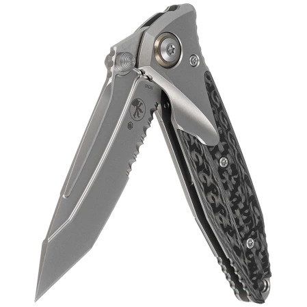 Microtech Socom Bravo Mini T/E Titanium/Carbon Fiber, Bronze HW, Bead Blasted P/S M390 by Tony Marfione (261M-8CFTI)