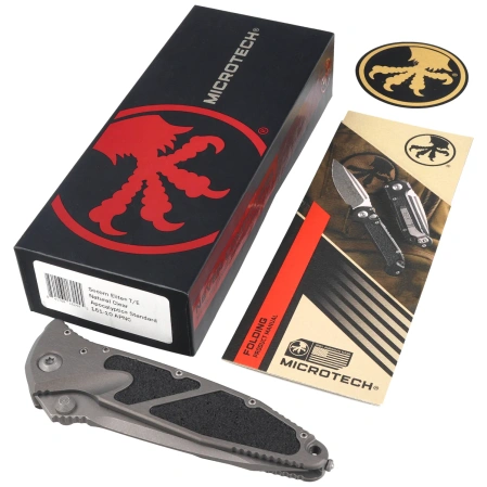 Microtech Socom Elite T/E-M Knife Natural Clear Aluminum, Apocalyptic M390MK by Tony Marfione (161-10APNC)