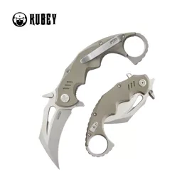 Kubey Mini Wrath Knife Tan G10, Beadblasted 14C28N by MUZI Design (KU262C)