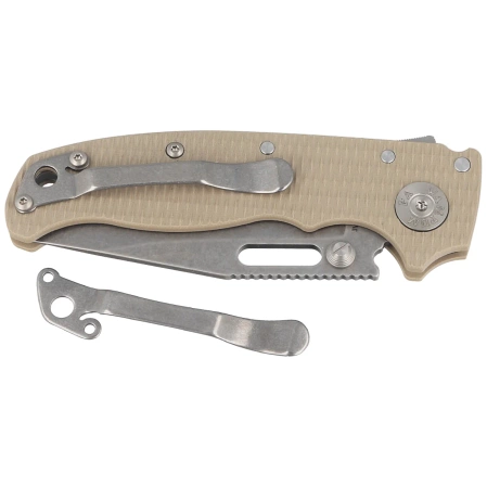 Demko AD20.5 Clip Point Knife Coyote Tan G10, Stonewashed CPM 3V by Andrew Demko (205-3V-CTCP)