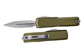 Microtech UTX-85 Gen IV D/E OTF Knife OD Green Aluminum, Stonewashed M390MK by Tony Marfione (12324-10OD)