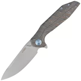 Kubey Nova FL KB235G Knife, Flamed Titanium, Bead Blasted 14C28N