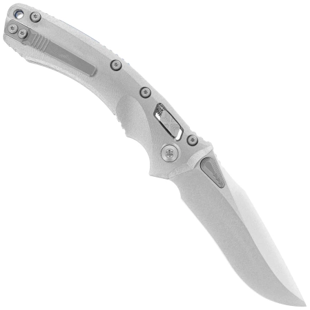 Microtech Amphibian Ram-Lok S/E Marfione Select Knife Stonewashed Slab Side Titanium, Blue HW, Stonewashed M390MK by Tony Marfione (137RL-10MS2)