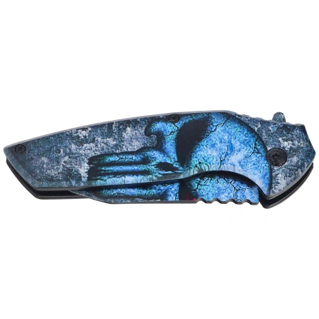 Nóż składany ratowniczy Third Decor Habitat K2944 3D Blue Skull Steel, 3D Blue Skull 420 (TH-K2944)