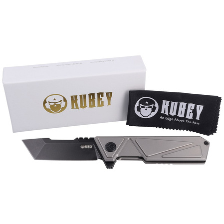 Kubey Avenger Frame Lock Knife Gray Titanium, Dark Stonewashed 14C28N (KB209B)