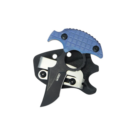 Kubey Stheno Pushdagger Blue Micarta, Blackwashed 14C28N by MUZI Design (KU404C)