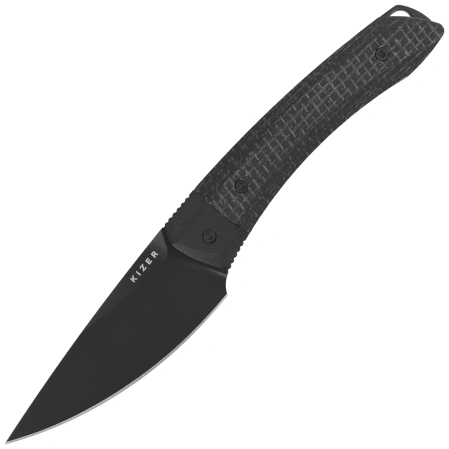 Kizer MoMo Fix 3 Knife Black Micarta/ Black G10, Black PVD AEB-L by Vladimir Legachev (1124A4)
