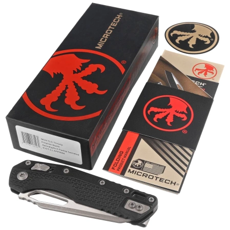Nóż składany Microtech MSI S/E Black Tri-Grip Polymer, Apocalyptic P/S M390MK by Tony Marfione (210T-11APPMBK)