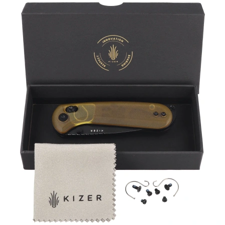 Nóż składany Kizer Buddy II Yellow PEI, Black PVD / Stonewashed AEB-L by Maksim Epifantsev (V3790A1)
