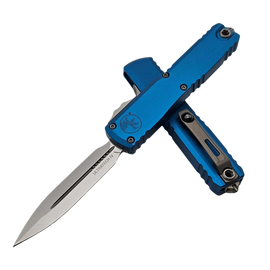 Microtech Ultratech Gen IV D/E OTF Knife Blue Aluminum, Stonewashed M390MK by Tony Marfione (11224-10BL)
