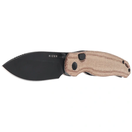 Kizer Phoca BD Knife Brown Norplex UltreX Micarta, Black Stonewashed 14C28N (V3781BDA1)