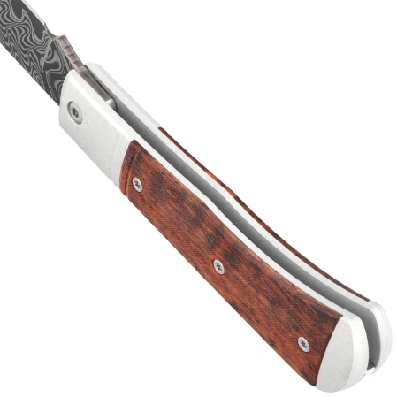 Nóż składany Kizer Trestle D Grey Aluminium / Leopardwood, Acid Washed Damascus by Azo (V3760A3)