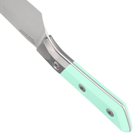 Microtech Santoku 6'' Kitchen Knife Titanium Bolster/Caribbean Blue G10, Stonewashed M390MK (3200B-10CA)