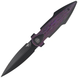 Bestech Ika Dagger Knife Black Titanium/Purple Haze Fatcarbon, Black PVD M390 by Tashi Bharucha (BT2602F)