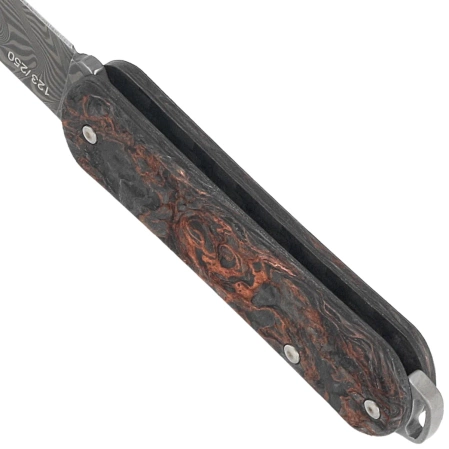 Fox Vulpis 108 LE No 123/250 Dark Matter Fat Carbon, Super Clean Damascus by Balbach Damast Pocket Knife (FX-VPDAM108 DMCO)