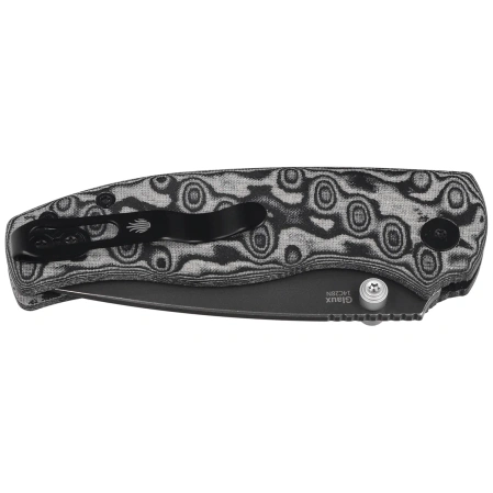 Kizer Glaux Knife Black Vortex Micarta, Gray PVD / Stonewashed 14C28N (V3801A2)