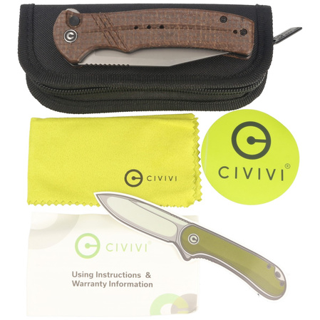 CIVIVI Knife Cogent Brown Micarta, Silver Bead Blasted 14C28N (C20038D-6)