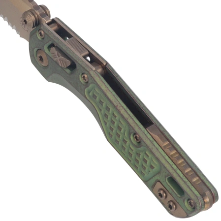 Nóż składany Microtech MSI Ram-Lok Mini S/E Marfione Select Frag Antique Green Titanium, Bronze HW, Bronze F/S M390MK by Tony Marfione (210M-15FRMS2)