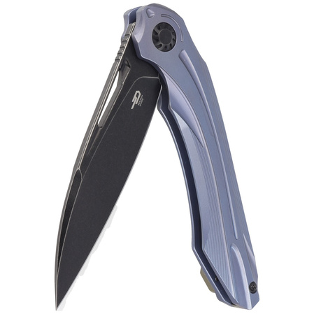 Bestech Wibra Blue Titanium, Black Stonewashed M390 by Kombou Knife (BT2001C)