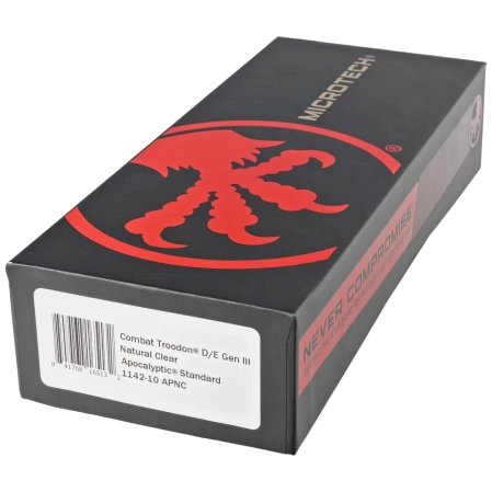 Microtech Combat Troodon Gen III D/E OTF Knife Natural Clear Aluminum, Apocalyptic M390MK by Tony Marfione (1142-10APNC)