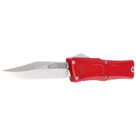 Microtech Combat Troodon Gen III Bowie OTF Knife Red Aluminum, Stonewashed M390MK by Tony Marfione (1146-10RD)