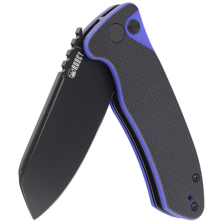 Kubey Creon Knife Black/Blue G10, Blackwashed AUS-10 (KU336D)