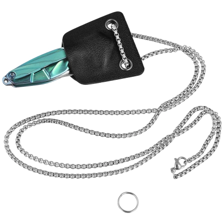 Rike Knife Mini Hummingbird Green Titanium, Rose Damascus by Richard Wu (RK-MINI-G)