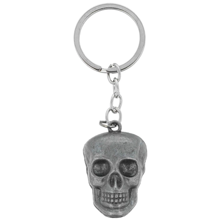 Barbaric Skull Key-Ring Old Silver Zamak (16217-SI)