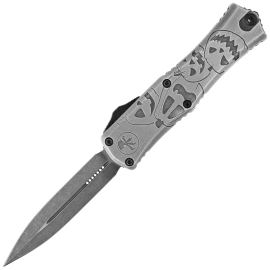 Microtech Hera II Mini Signature D/E OTF Knife Jack-O-Lantern Aluminum, Black Apocalyptic M390MK by Tony Marfione (1702M-1 BMHWJLS)