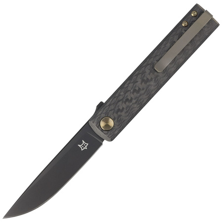 Fox Chnops Knife 3K Carbon Fiber, Black PVD M390 by Riccardo Gobbato (FX-543 CFBR)