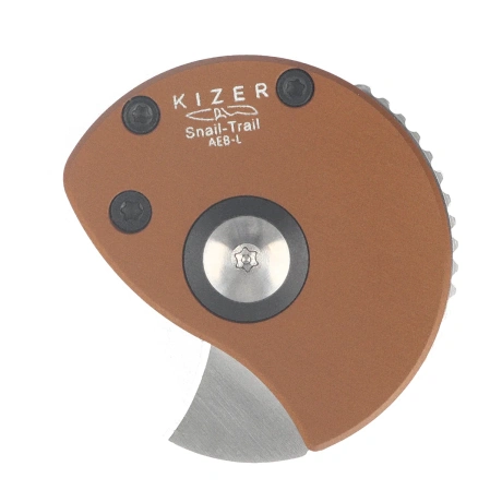 Kizer Snail-Trail Knife Brass Aluminum, Satin AEB-L by Caleb Waldman (V2757A1)