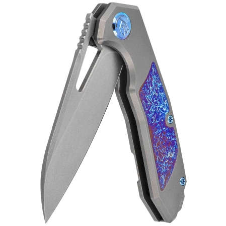 Nóż składany Kubey KB Vagrant Gray Titanium/Timascus, Beadblasted CPM S35VN by Maksim Tkachuk (KB284H)