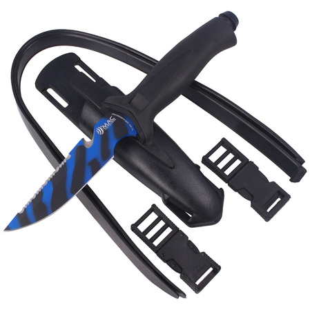 Nóż nurkowy MAC Aquatys 3 Black PP-TPE, PTFE Blue Camu W 1.4060