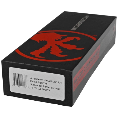 Nóż składany Microtech Amphibian Ram-Lok S/E Fluted Tan G-10, Stonewashed P/S M390MK by Tony Marfione (137RL-11FLGTTA)