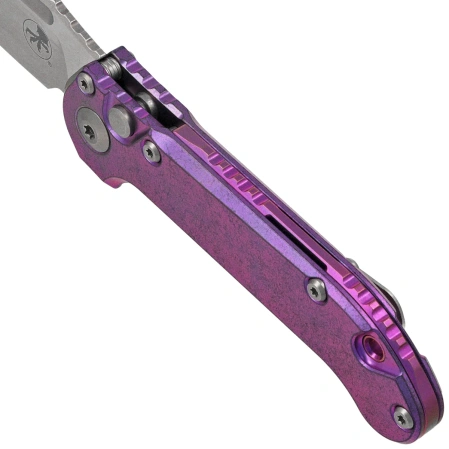 Microtech LUDT Gen III S/E Marfione Select Automatic Knife Purple Anodized Slab Side Titanium, Purple HW, Stonewashed M390MK by Tony Marfione (1135-10MS9)