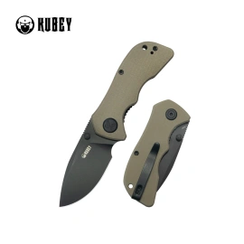 Kubey Knife Karaji Tan G10, Blackwashed 14C28N (KU180Q)