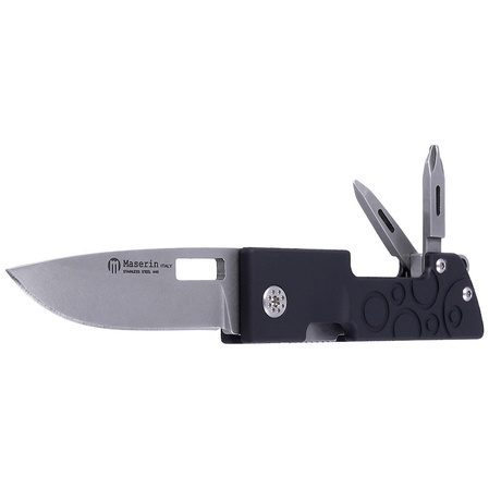 Maserin D-Dut 214/N Multi-Tool Folding Knife Black Aluminum, Stonewashed 440C by Bonus