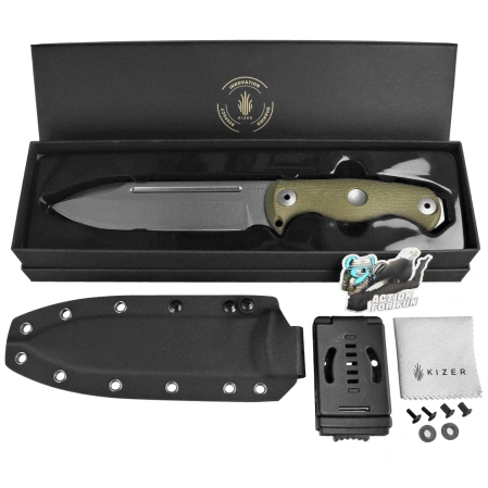 Nóż Kizer Drop Bear Fix 7 Green Micarta, Stonewashed AEB-L by Azo (1103A1)