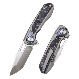 Nóż składany Remette RT-Saker Falcon Gray Titanium/Carbon Fiber, Satin S45VN (ASTP-3)