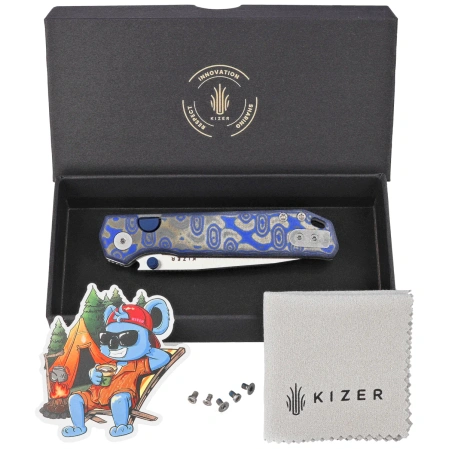 Nóż składany Kizer Begleiter 2.9 BLL Blue Vortex Micarta, Satin BD1N by Azo (V3458.2BDA1)