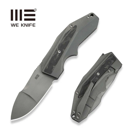 WeKnife Coral SLT Gray Titanium/Marble Carbon Fiber, Gray Stonewashed 20CV by Gustavo T. Cecchini (WE24044-2)