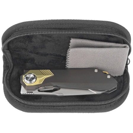 Nóż składany Remette RT-Peregrine Falcon Brown/Gold Titanium, Hand Grinding Pearlescent M390 (RTT1-BX)