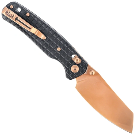 Bestechman Cicada's Wing Knife Black Frag Stainless Steel, Bronze PVD 10Cr15MoV (BMK06-S-3)