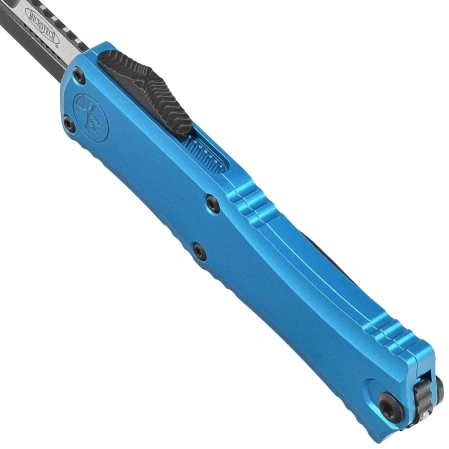 Microtech Hera II Mini Bayonet OTF Knife Blue Aluminum, Black M390MK by Tony and Sean Marfione (1701M-1BL)
