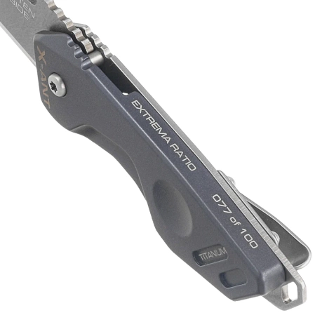 Extrema Ratio X-ANT LE No 077/100 Blue Titanium Knife, Sandblast Sintered Tungsten Carbide (04.1000.0467/MD/TI)