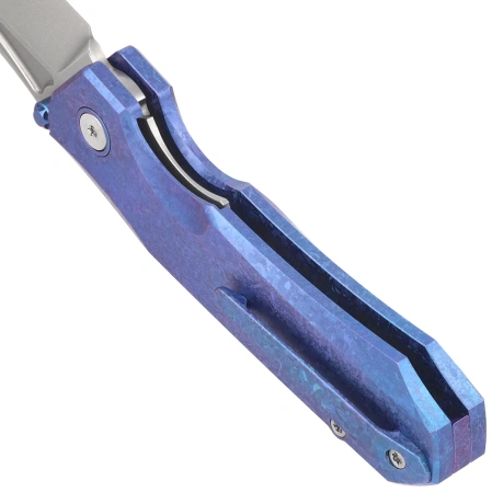 Remette Rhino Knife Blue Crystallized Titanium, Pearlescent M390 (RNTB3)