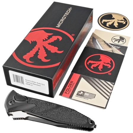 Nóż automatyczny Microtech Socom Elite Auto S/E Black Aluminium, Tactical M390 by Tony Marfione (160A-1T)