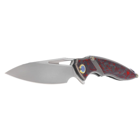 Rike Knife RK1902-R/CF Grey Titanium / Red Carbon Fiber, Bead Blasted M390