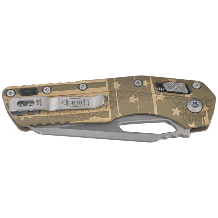 Nóż składany Microtech MSI S/E Moss Green Flag Tri-Grip Polymer, Apocalyptic M390MK by Tony Marfione (210T-10APPMMGFLAG)