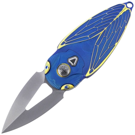 Nóż składany Rike Knife RK Cicada-BG Blue / Gold Titanium, Bead Blasted M390